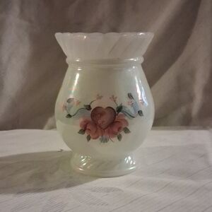 Fenton Hand Painted White Vase Signed By Artist